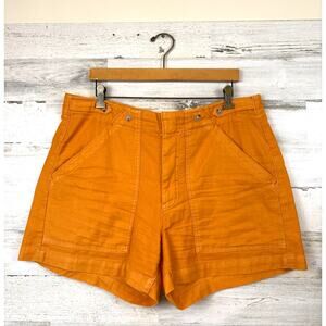 Pilcro Anthropologie Womens 14 Mustard Yellow Stretch Cotton Cargo Shorts Casual